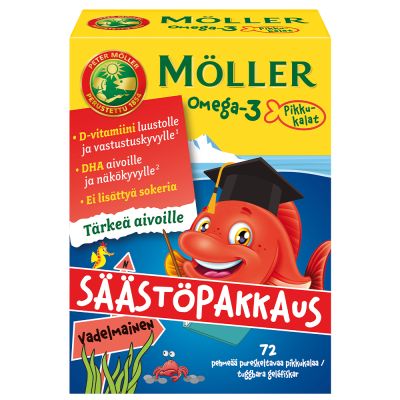 Möller Omega-3 Pikkukalat Hedelmäinen jättipakkaus 72 KPL