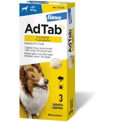 ADTAB purutabletti 900 mg koiralle (> 22–45 kg) 3 fol
