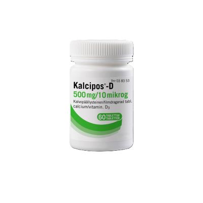 KALCIPOS-D tabletti, kalvopäällysteinen 500 mg/10 mikrog 60 kpl