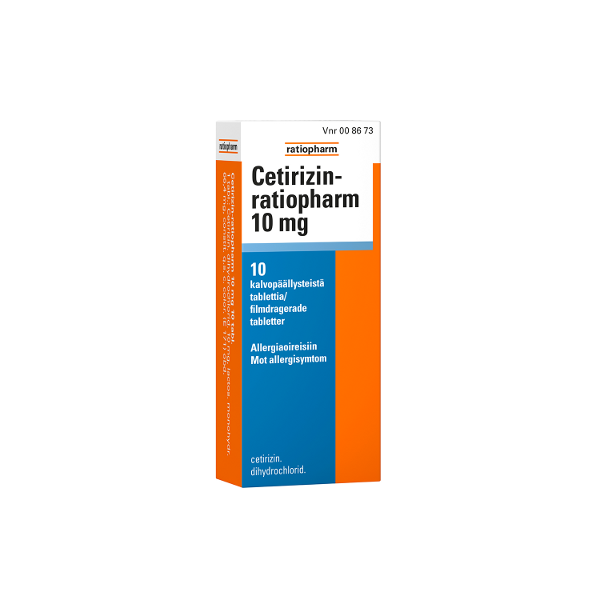 CETIRIZIN-RATIOPHARM tabletti, kalvopäällysteinen 10 mg 10 fol