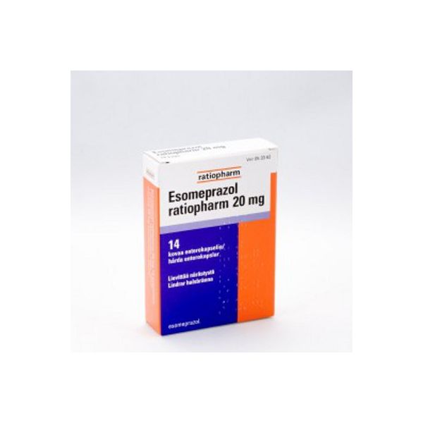 ESOMEPRAZOL RATIOPHARM enterokapseli, kova 20 mg 14 fol