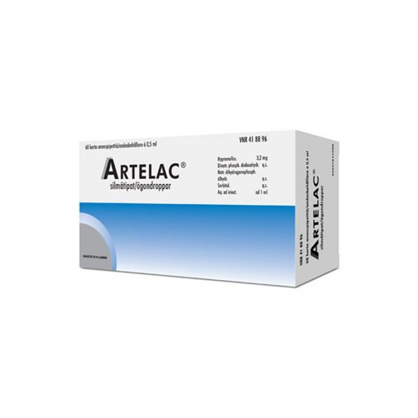 ARTELAC silmätipat, liuos, kerta-annospakkaus 3,2 mg/ml 60 x 0,5 ml