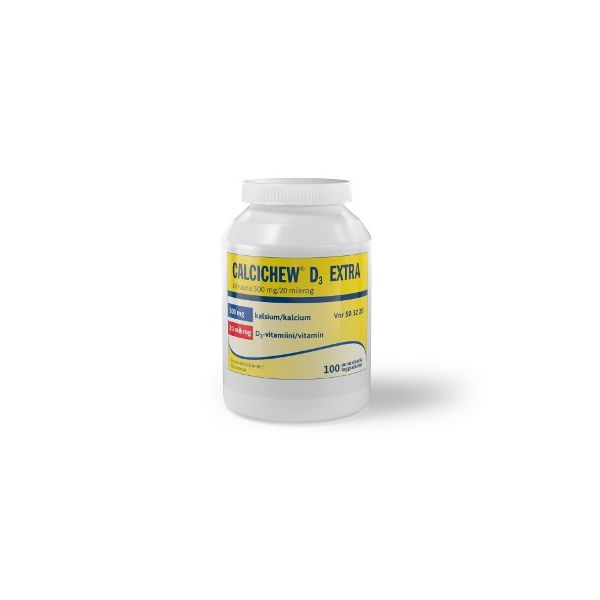 CALCICHEW D3 EXTRA SITRUUNA purutabletti 500 mg/20 mikrog 100 kpl