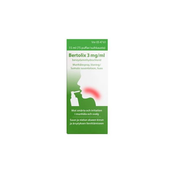 BERTOLIX sumute suuonteloon, liuos 3 mg/ml annospumppu, 75 painallusta 15 ml