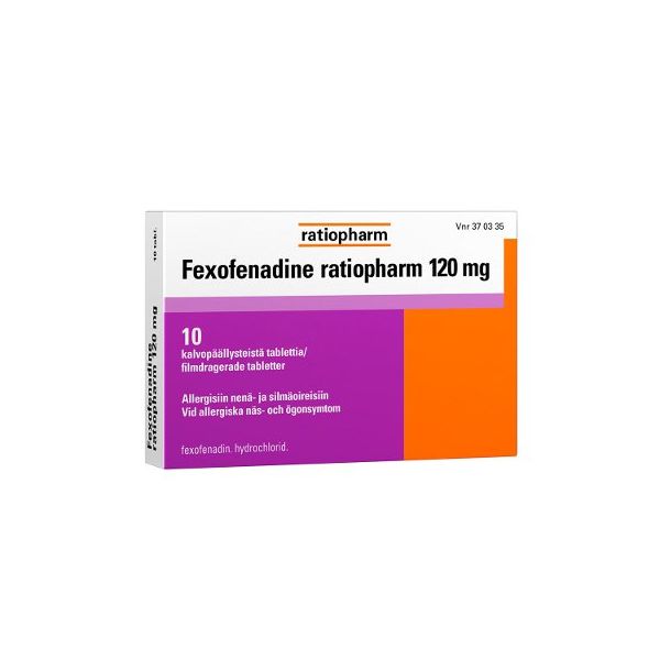 FEXOFENADINE RATIOPHARM tabletti, kalvopäällysteinen 120 mg 10 fol