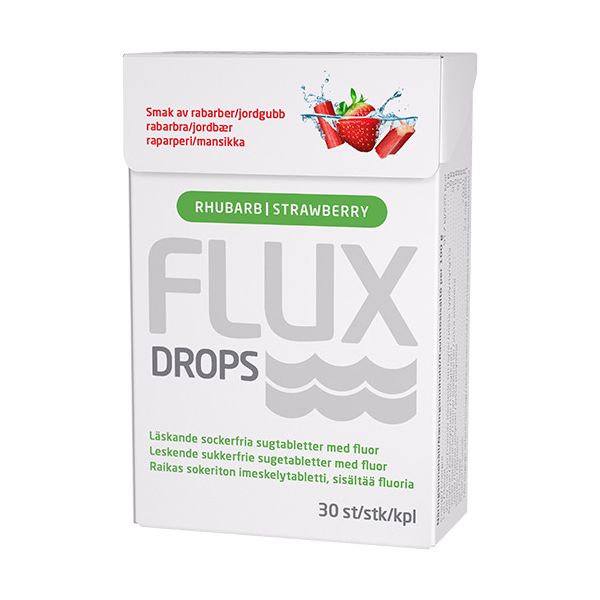 Flux Drops imeskelytabletti raparperi-mansikka 30 kpl