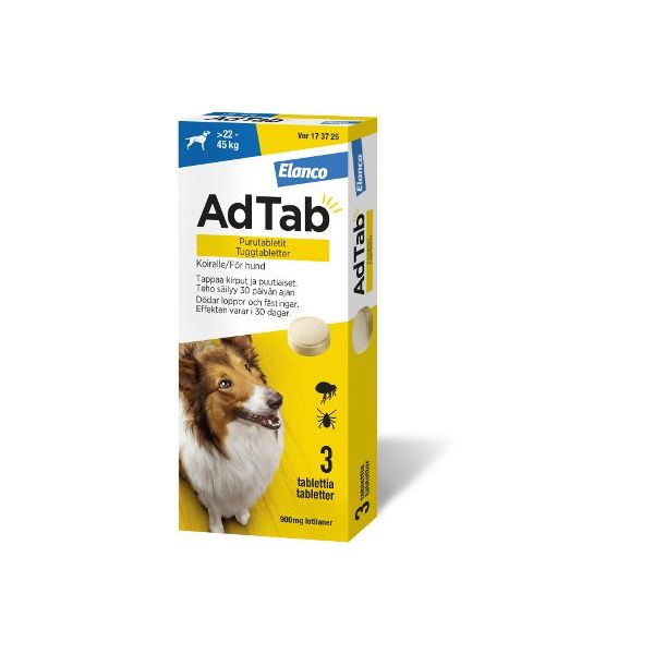 ADTAB purutabletti 900 mg koiralle (> 22–45 kg) 3 fol