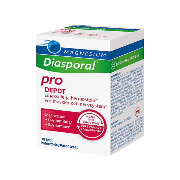 Diasporal Magnesium depot +B-vitamiini Complex 30 kpl