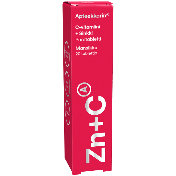 Apteekkarin C+Sinkkipore mansikka 20 poretabl