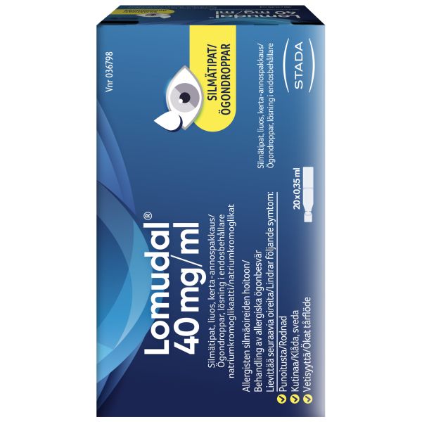 LOMUDAL silmätipat, liuos, kerta-annospakkaus 40 mg/ml 20 x 0,35 ml