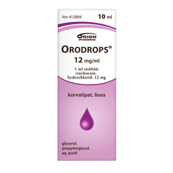 ORODROPS korvatipat, liuos 12 mg/ml 10 ml